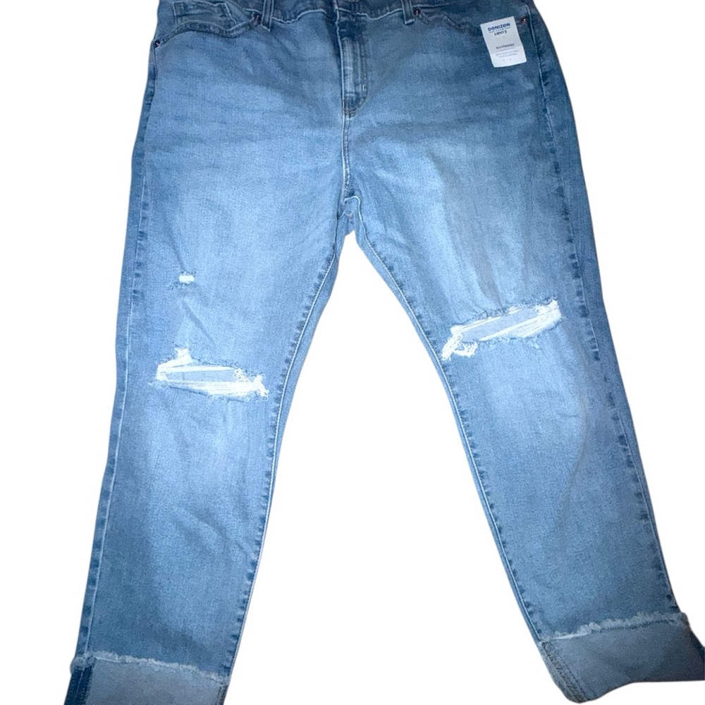 Woman’s Blue Distressed Boyfriend Jeans